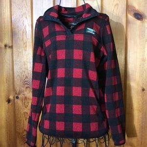LLBean Buffalo Check Pullover plaid print size XS Christmas holiday swea…